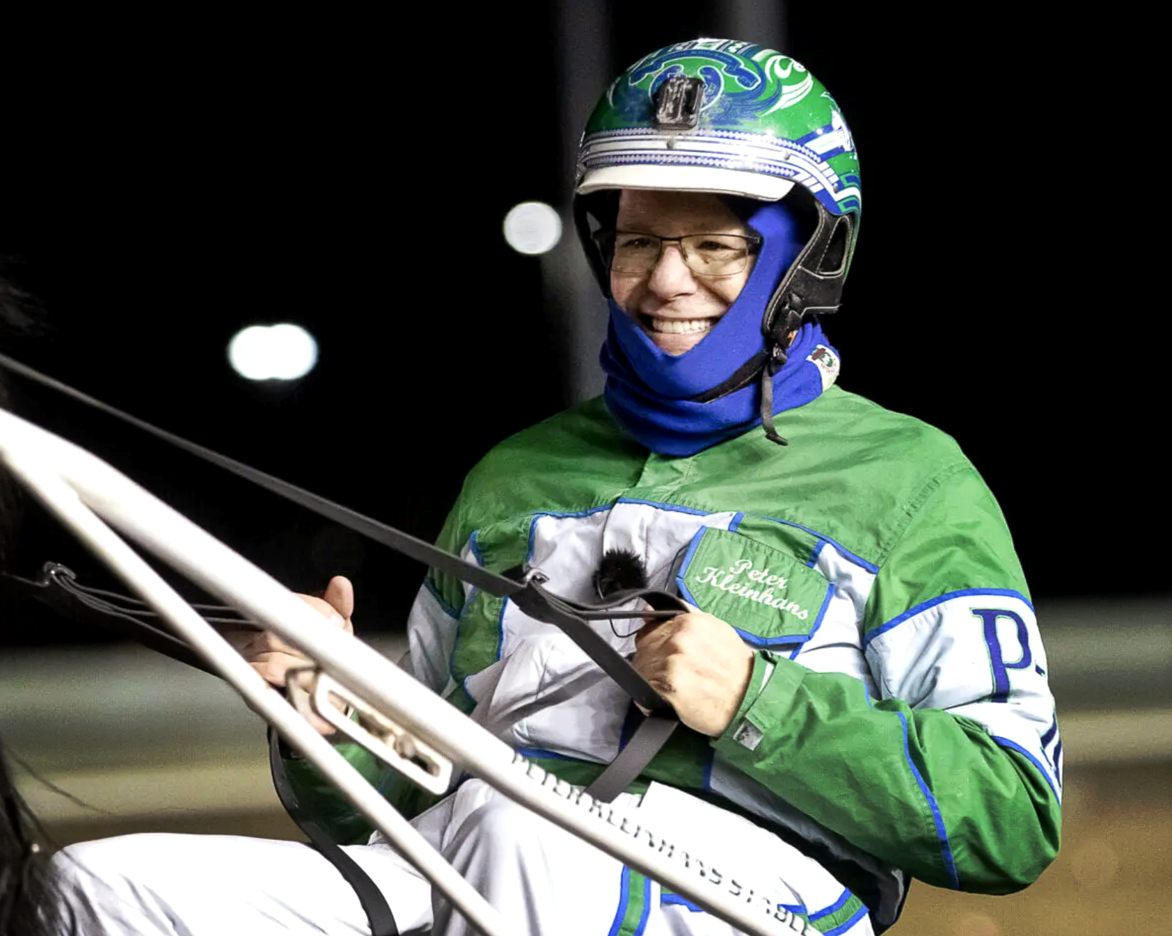 Peter Kleinhans driving at the track at night